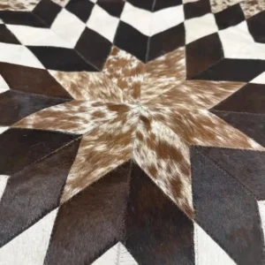 Cowhide Handmade Round Rug – Natural Leather Carpet