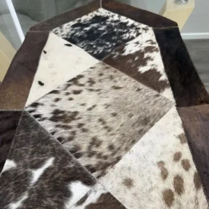Patchwork Cowhide Table Runner – Handmade Dining Table Decor Western Design