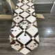 Patchwork Cowhide Table Runner – Handmade Dining Table Decor Western Design - Brown & White Diamond Trellis