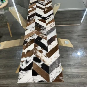 Handmade Cowhide Table Runner – Patchwork Dining Table Decor Western Design
