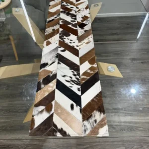 Handmade Cowhide Table Runner – Patchwork Dining Table Decor Western Design