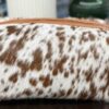 Cowhide Leather Toiletry Bag with Large Zip Compartment - Tan
