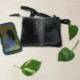 Cowhide Handmade Mobile Pouch Phone Crossbody Case - Black