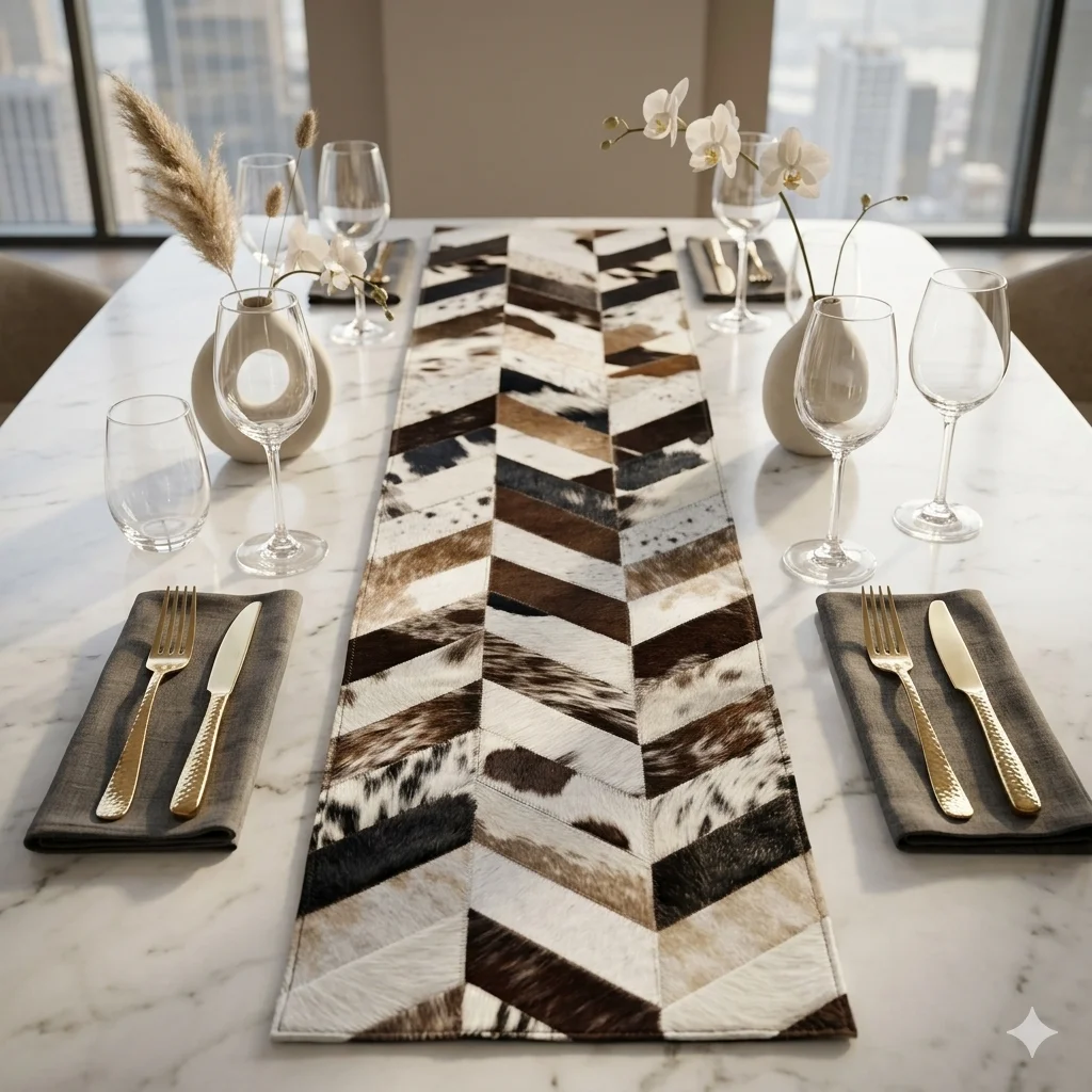 natural-cowhide-patchwork-table-runner-handmade