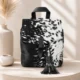 Cowhide LV Hybrid Backpack and Shoulder Bag | Genuine Cowhide and Aniline Leather - Black Speckled
