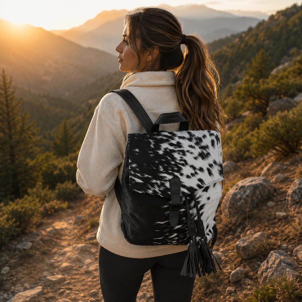 Cowhide LV Hybrid Backpack and Shoulder Bag | Genuine Cowhide and Aniline Leather - Image 2
