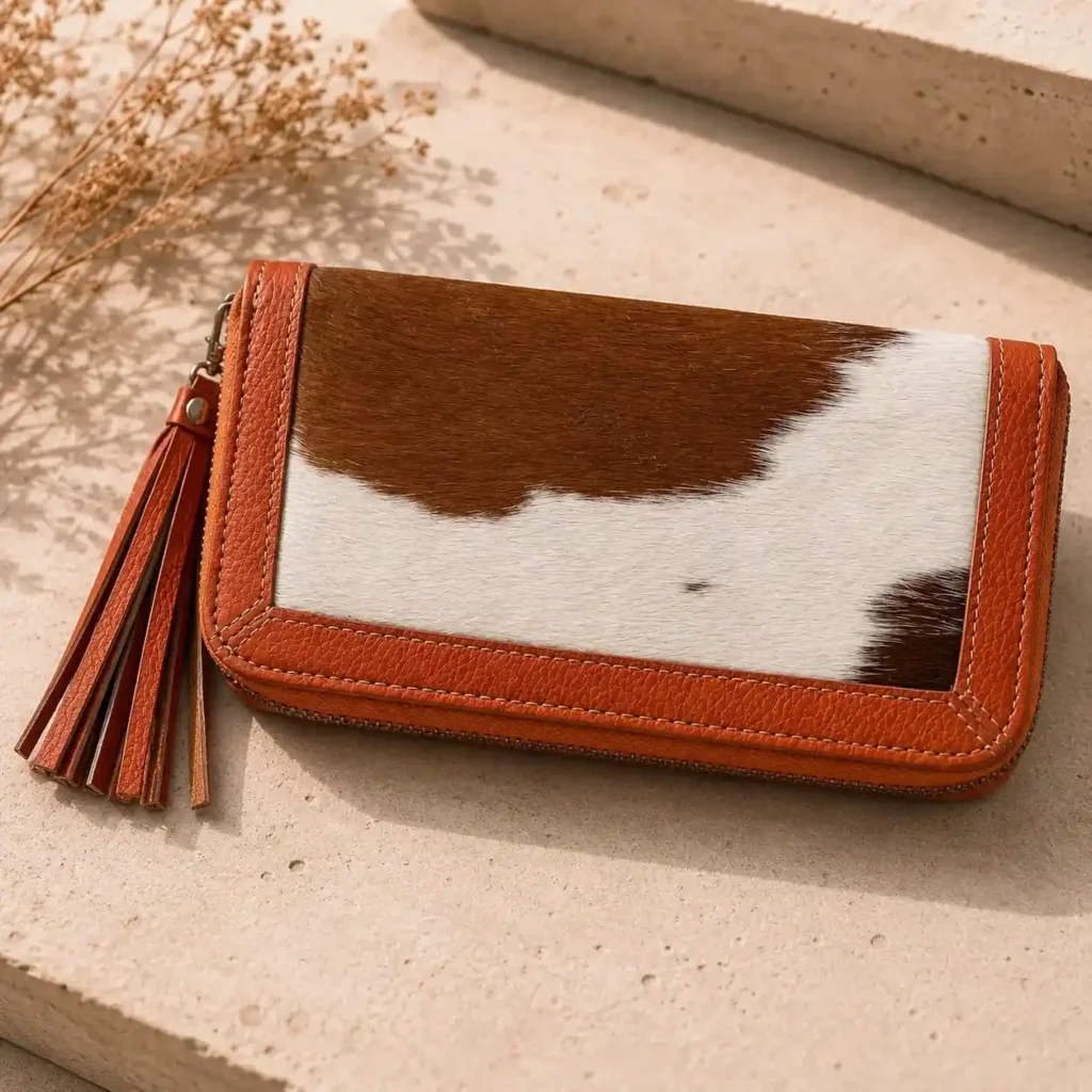 cowhide women hand wallet