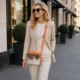 Leather Cowhide Crossbody Bag Box Style Women Purse - Orange 3
