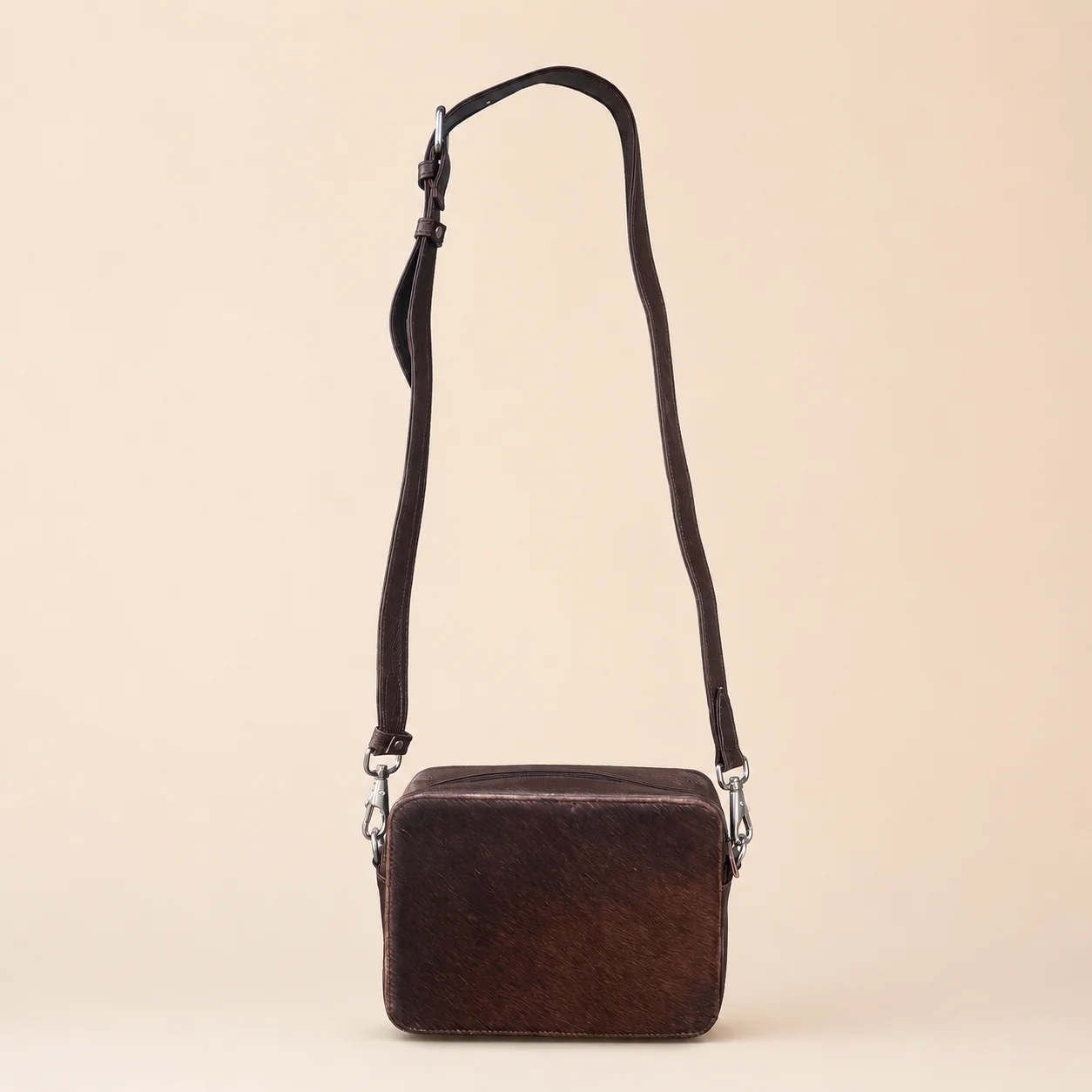 Cowhide Brown Crossbody Bag Large Box Style Purse - Image 4