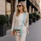 Turquoise Cowhide Crossbody Bag Box Style Leather Purse - Pattern 1