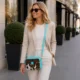 Turquoise Cowhide Crossbody Bag Box Style Leather Purse - Pattern 2