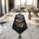 Cowhide Table Runner Koala – Handmade Black & Gray Dining Decor - Black