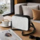 Black Crossbody Bag Cowhide Box Style Purse - Black1