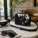 Black Crossbody Bag Cowhide Box Style Purse - Black3