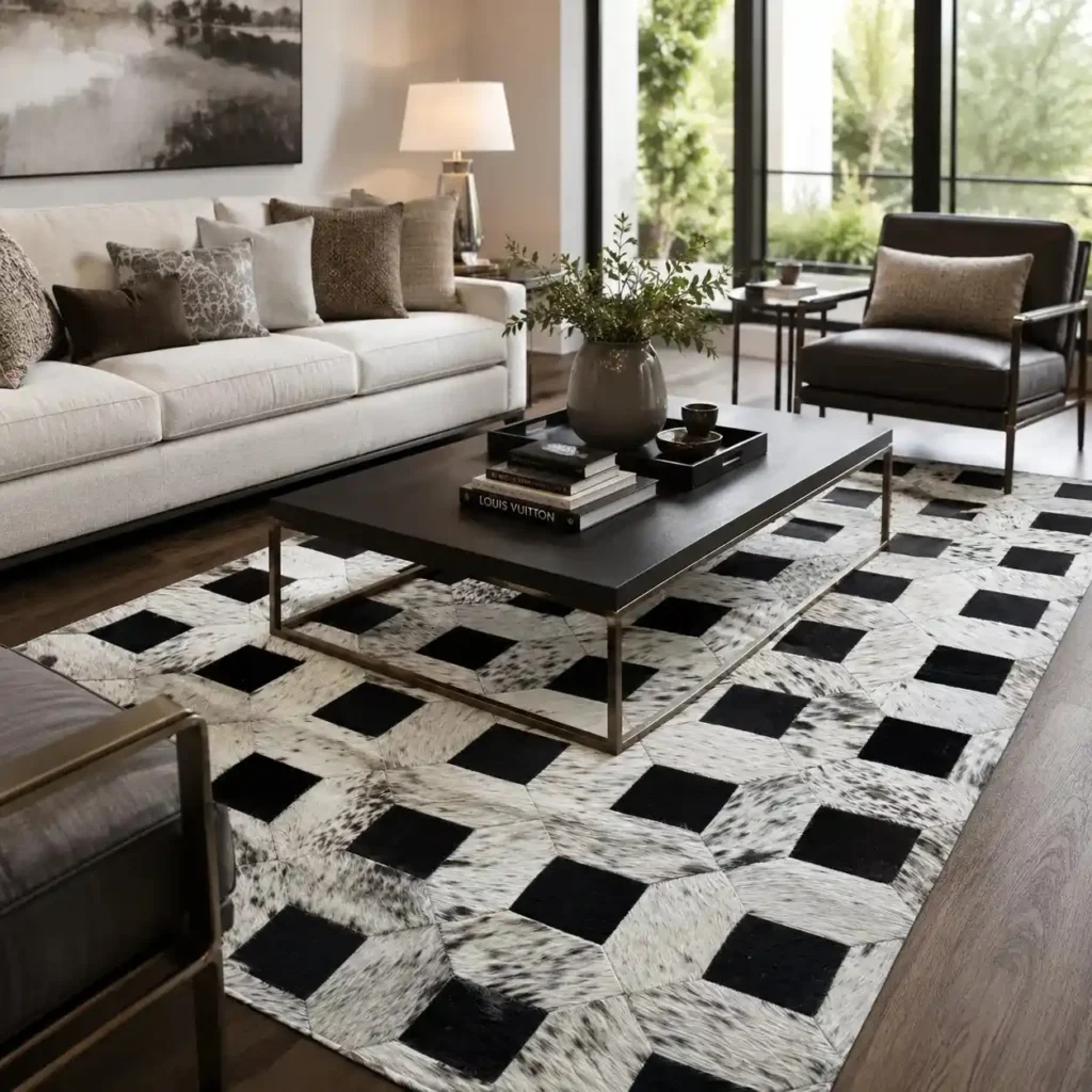 cowhide square rug