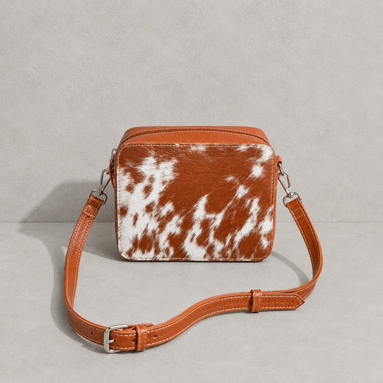 Cowhide Crossbody Bag Box Style Purse - Image 3