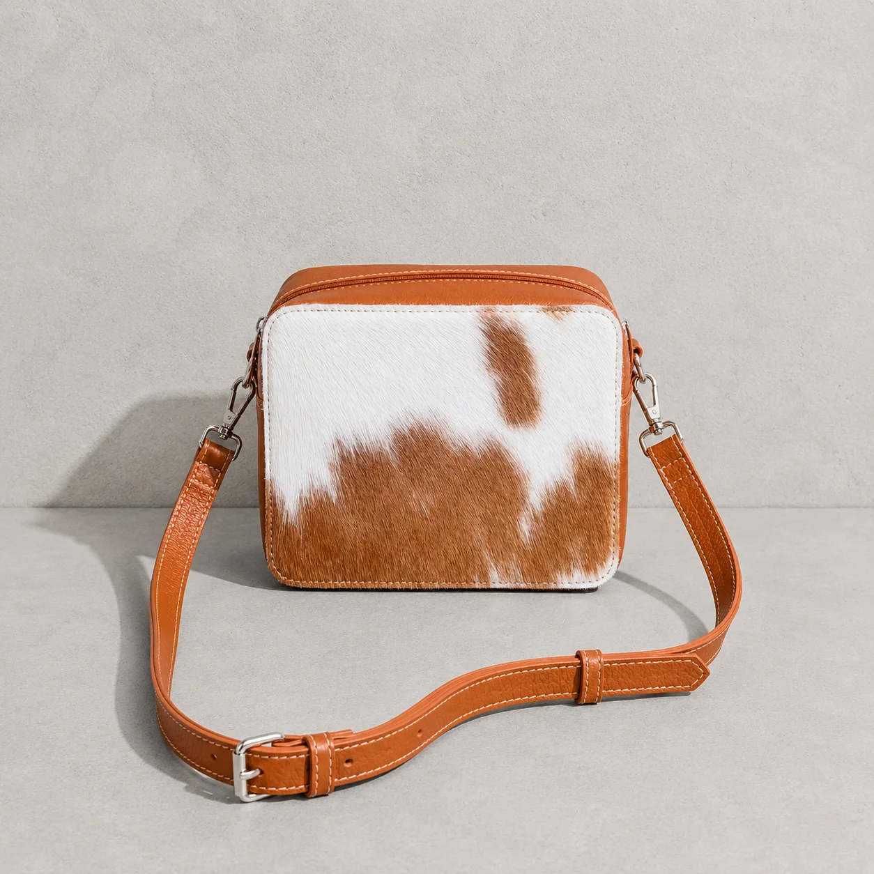 Cowhide Crossbody Bag Box Style Purse - Image 4