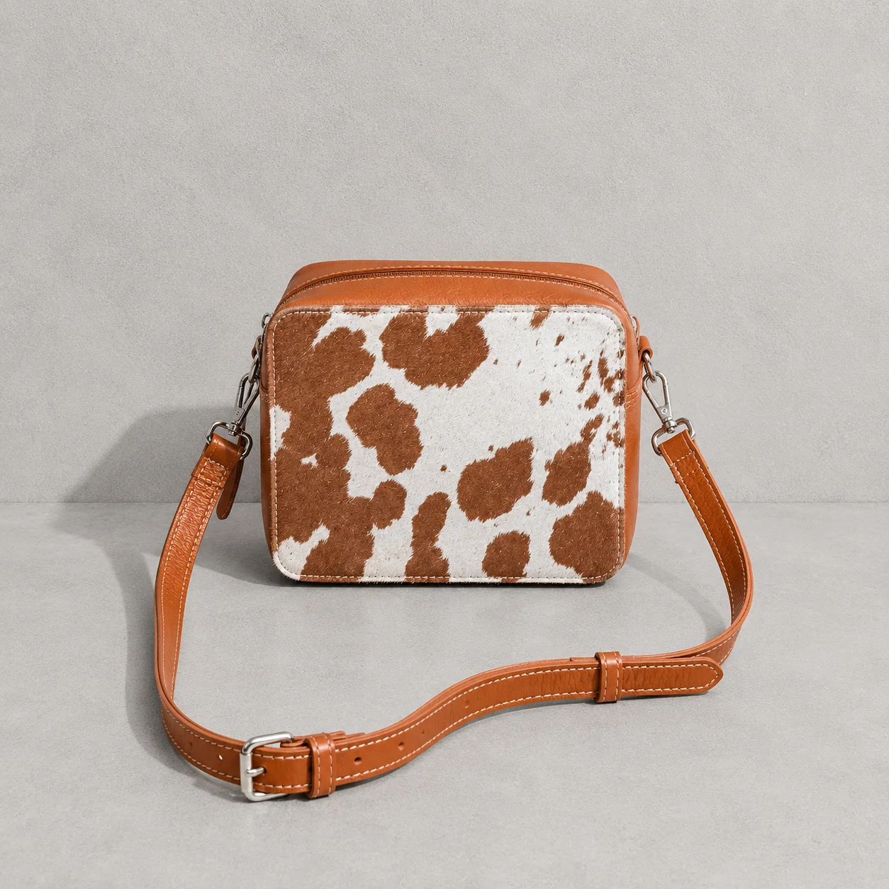 Cowhide Crossbody Bag Box Style Purse - Image 5