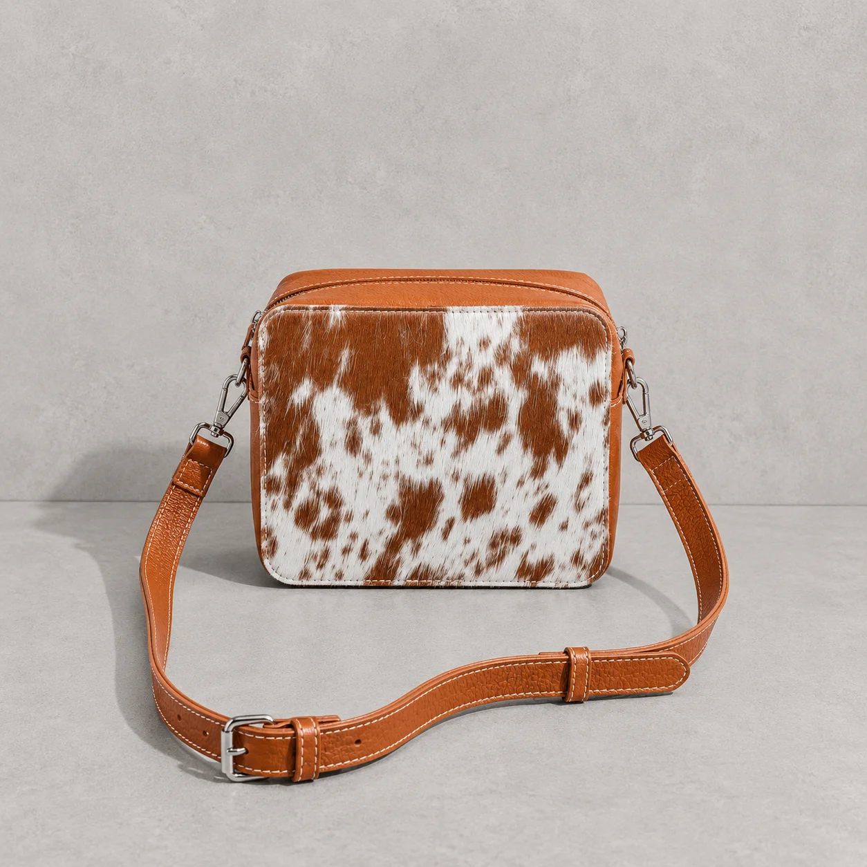Cowhide Crossbody Bag Box Style Purse - Image 6