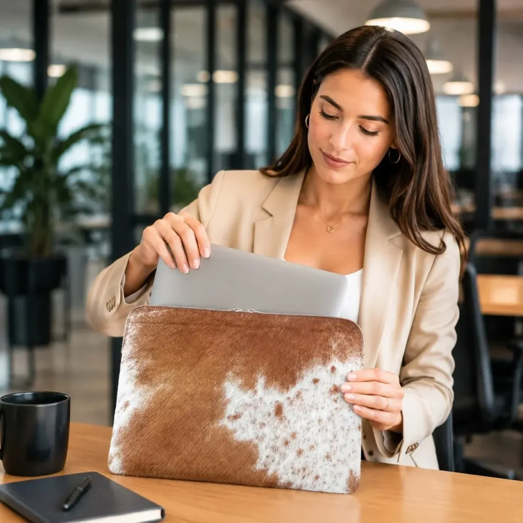Cowhide Laptop Sleeve – Handmade Protective MacBook Cover