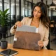 Cowhide Laptop Case with Padded Zipper Pocket for Laptops - Pattern 2
