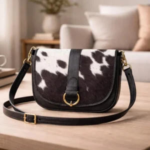 Cowhide Flap Buckle Crossbody Purse