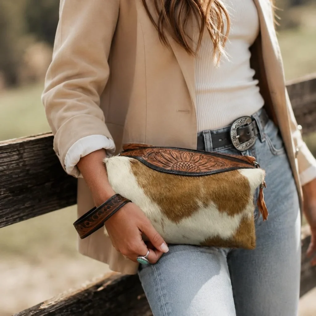Cowhide toiletry bag