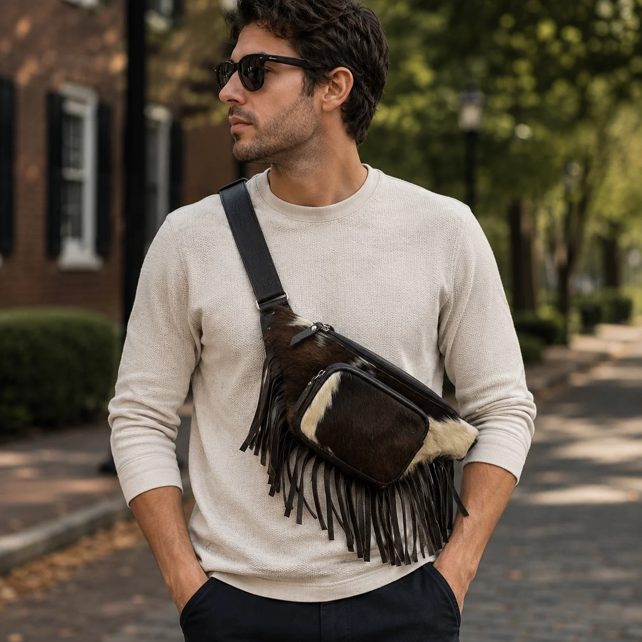 cowhide-fanny-pack-with-fringe-dark-brown