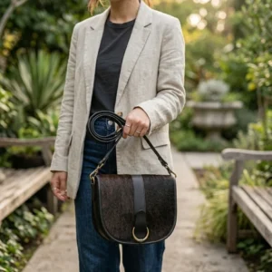 Cowhide Flap Buckle Crossbody Purse