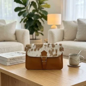 Cowhide Flip Crossbody Purse