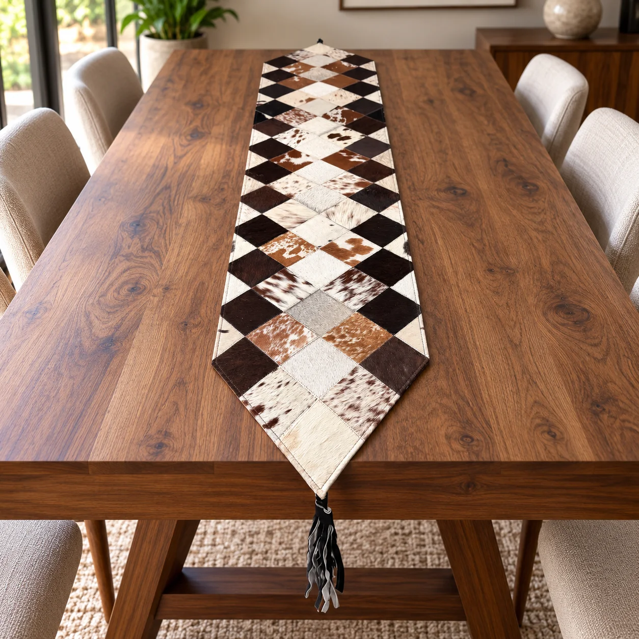 genuine-cowhide-patchwork-table-runner-for-dining-table