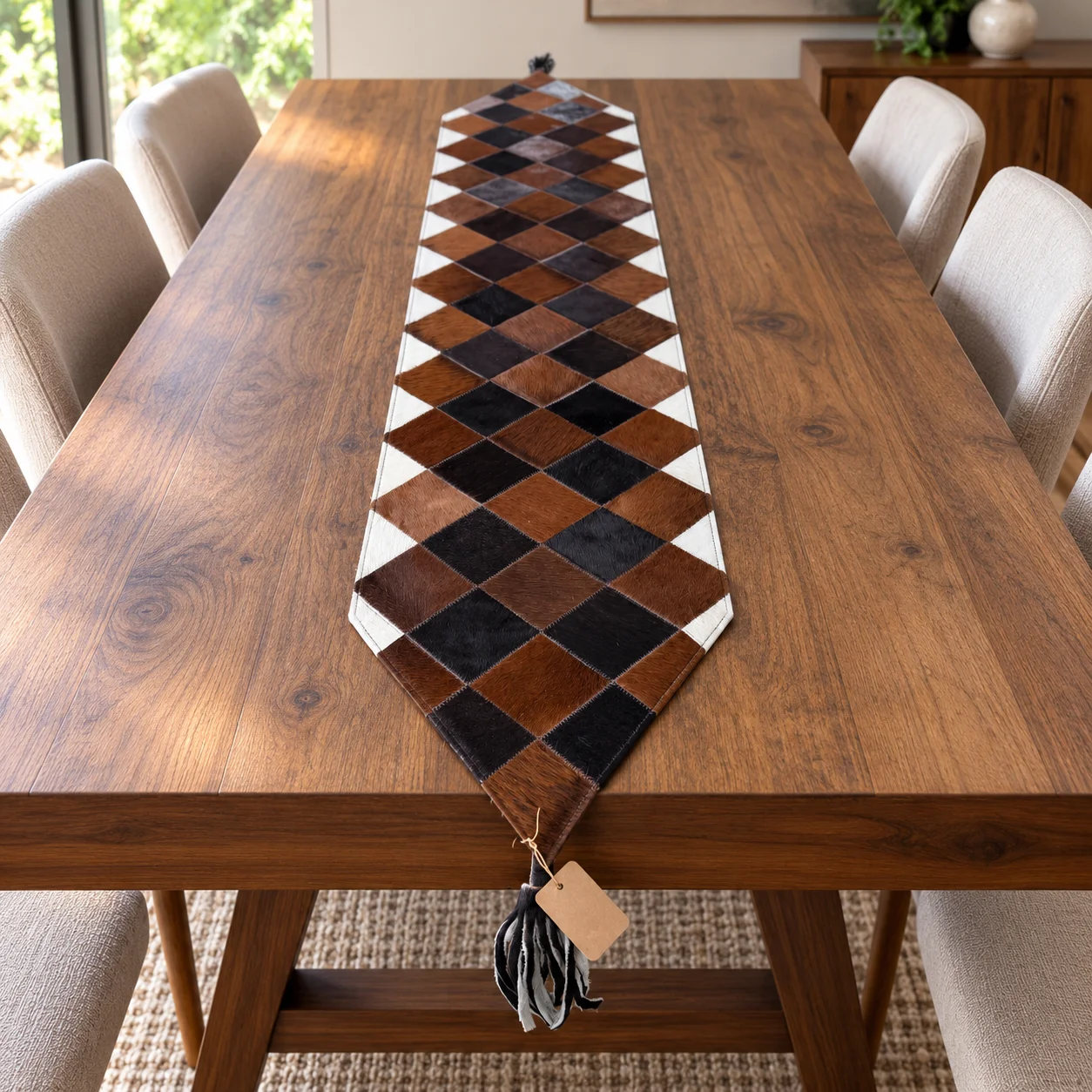 cowhide-patchwork-table-runner-for-dining-table