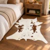 Calf hide rug white brown spotted - bedroom