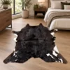 Calf hide rug dark tricolor - bedroom