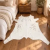 Calf hide rug white speckled - bedroom