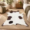 Calf hide rug white bold spots - bedroom
