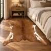 Calf hide rug brown - bedroom