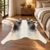 Calf hide rug black white spotted - bedroom