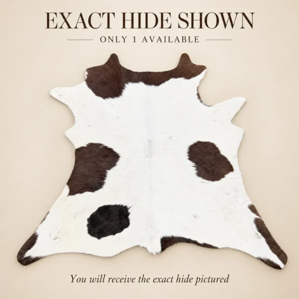 Calf hide rug white dark spotted - branded