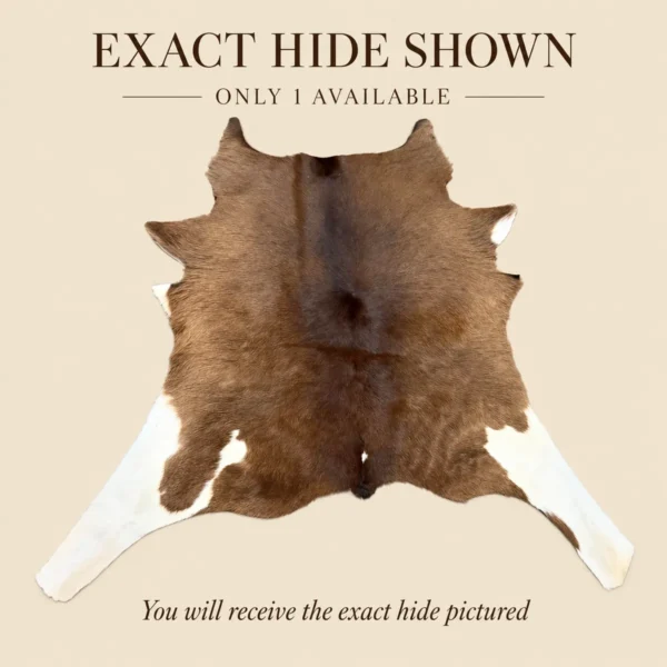 Calf hide rug brown white legs - branded