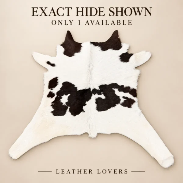 Calf hide rug black white - branded