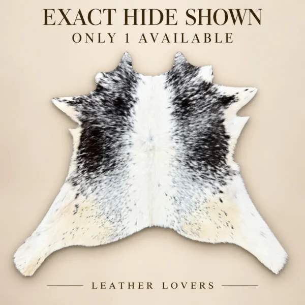 Calf hide rug black white spotted - branded
