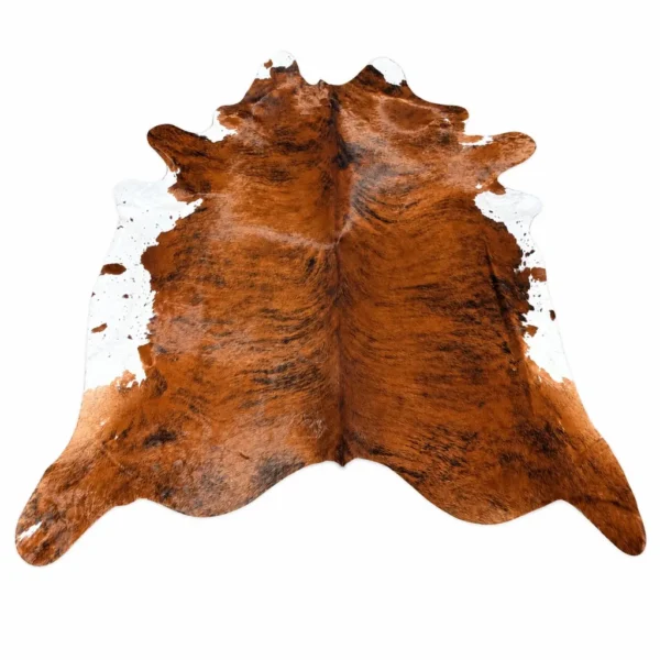 Brazilian cowhide rug in brindle brown made from genuine cowhide shown on a white background