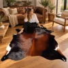 Brazilian cowhide rug in exotic black and brown made from genuine cowhide shown in an Australian living room