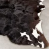 Calf hide rug black brown tricolor - closeup texture