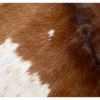 Calf hide rug chestnut brown and white - closeup texture