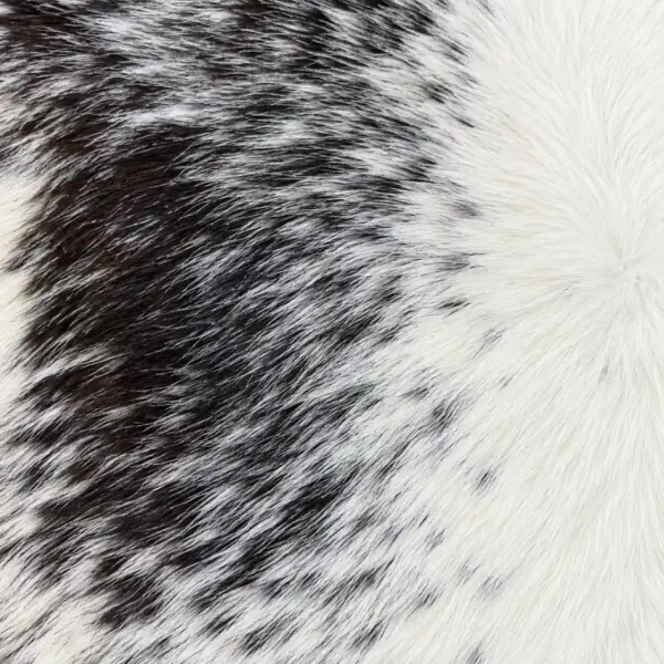 Calf hide rug black white spotted - closeup texture