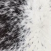 Calf hide rug black white spotted tan edges - closeup texture