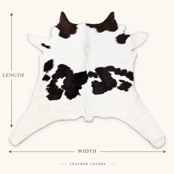Calf hide rug black white - dimensions