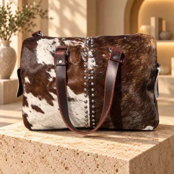 cowhide mini duffle bag
